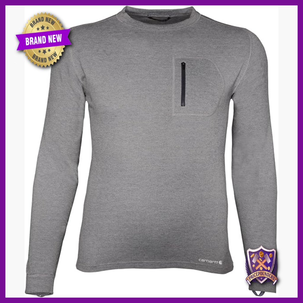 Heavyweight Thermal Base Layer Top, Long Sleeve Crewneck, Waffle Knit Polyester